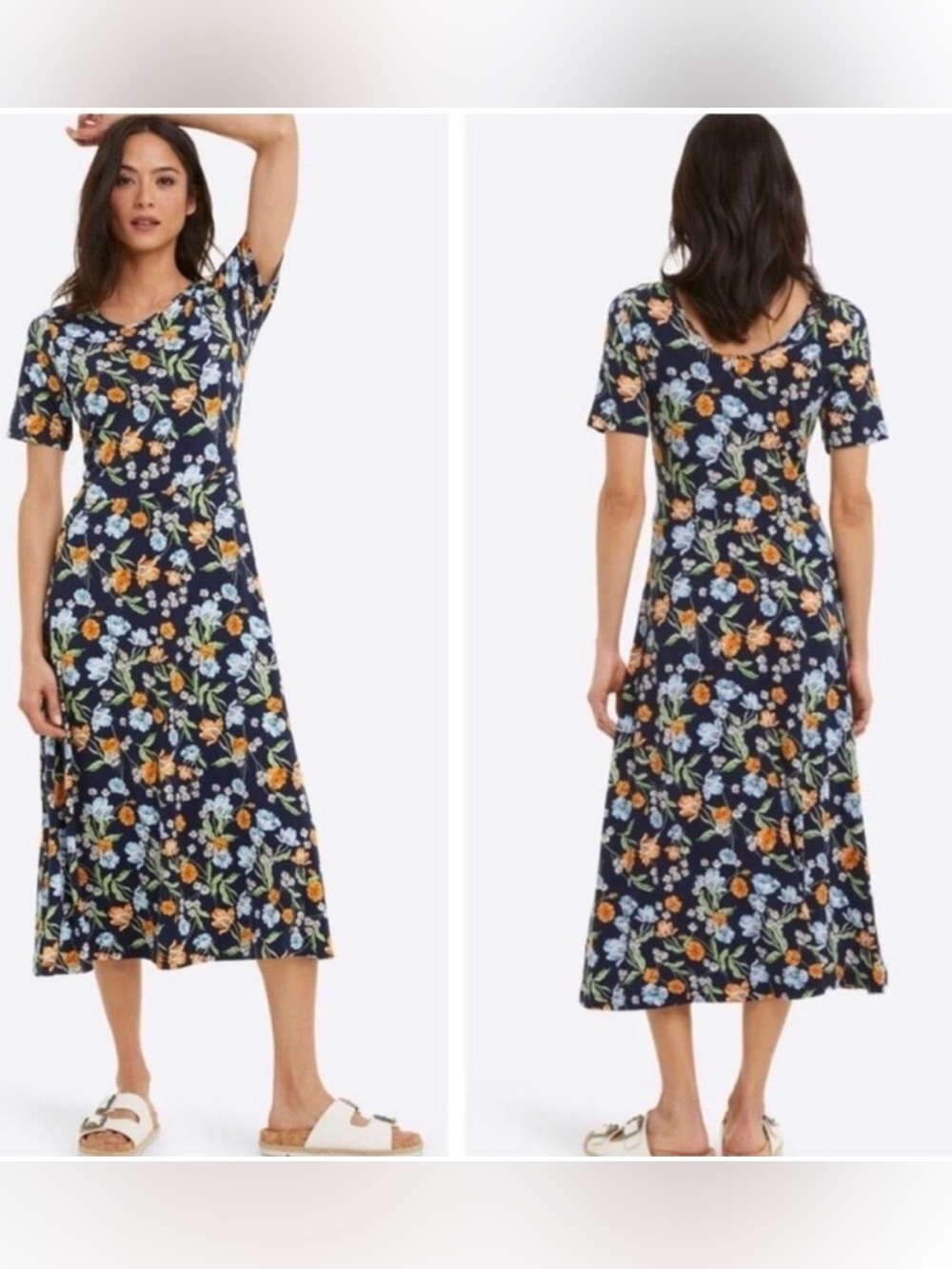 Draper James Floral Tammy Midi T-Shirt Dress in Spring Blooms
